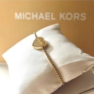 NWT authentic MK gold tone heart slider bracelet